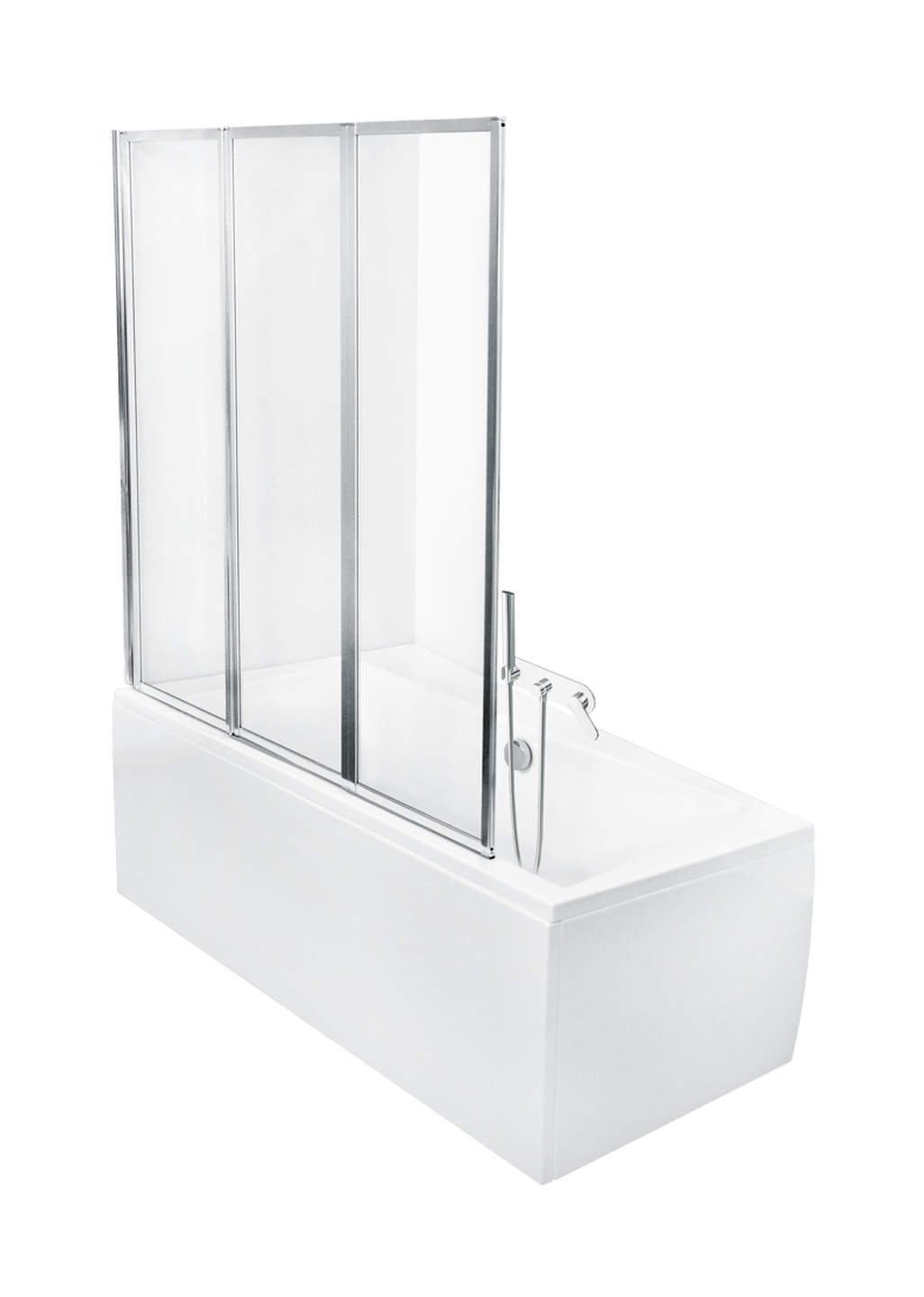 Besco Ambition Badewannenabtrennung 130 cm dreiteilig chrom Glanz/durchsichtiges Glas PAP-3S