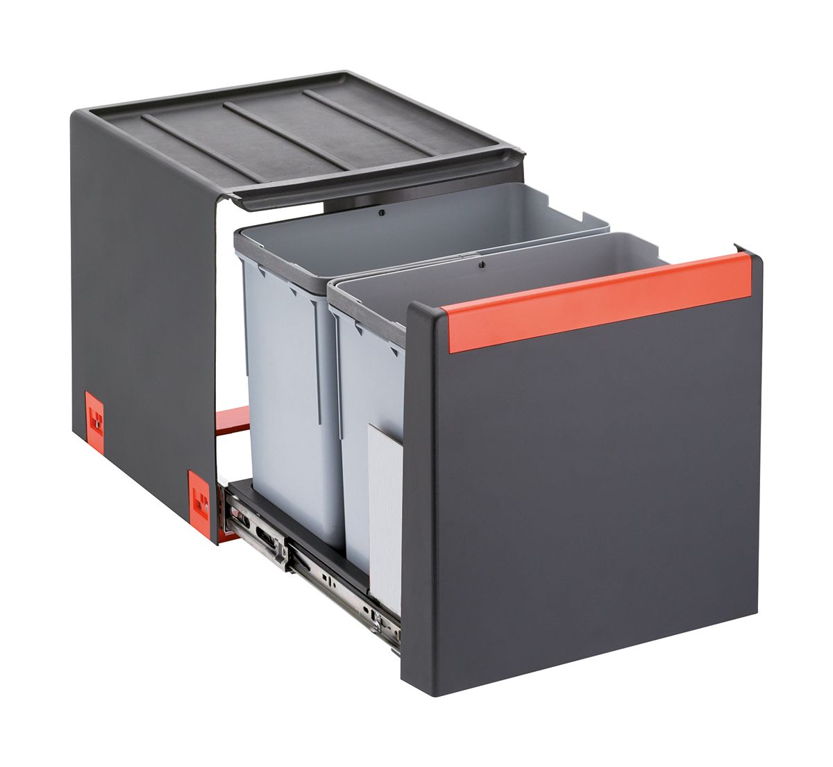 Franke Cube Müllcontainer 28 l schwarz-grau-rot 134.0039.330