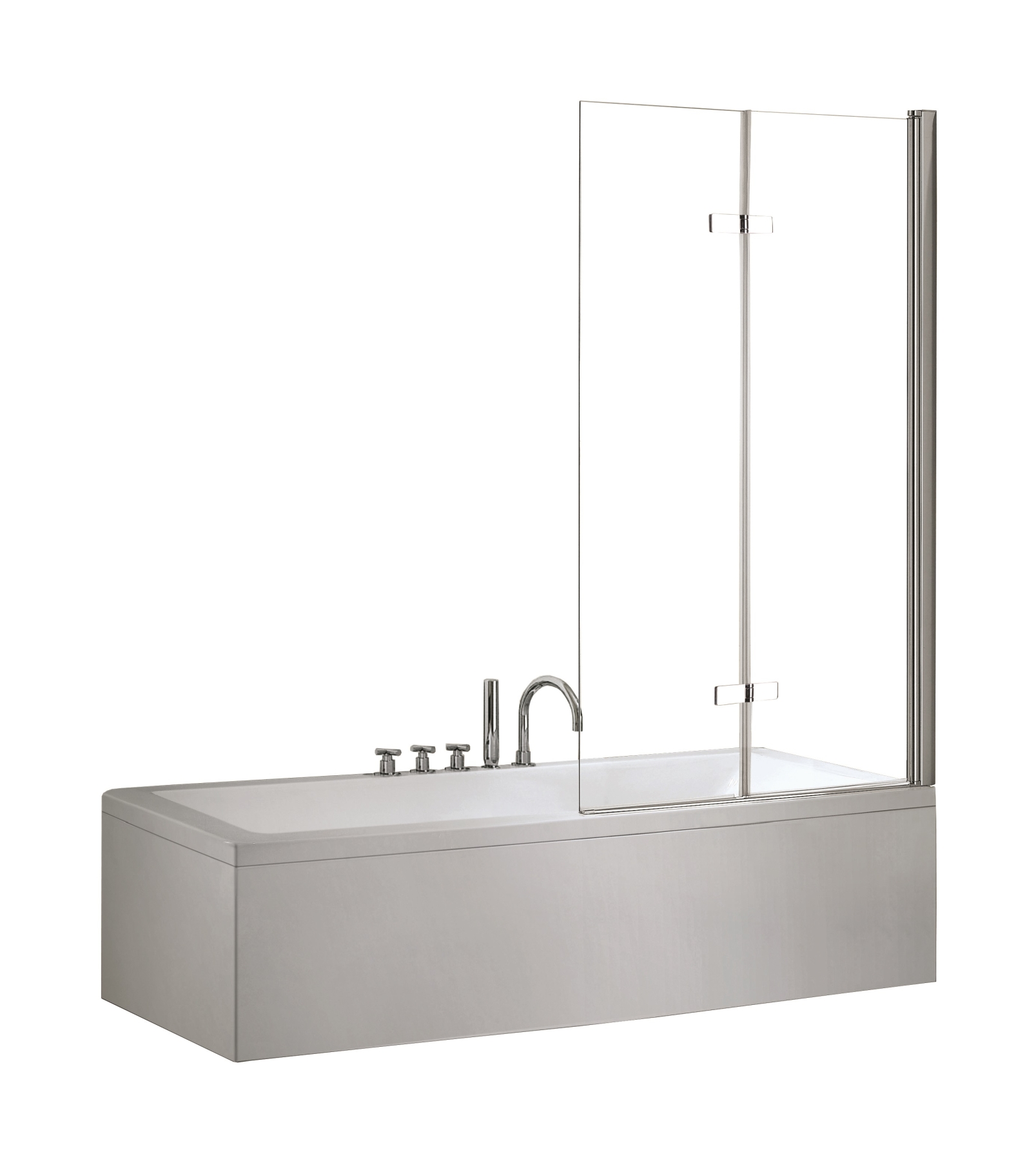 Besco Lumix Badewannenabtrennung 100 cm zweigeteilt chrom Glanz/durchsichtiges Glas PL-2S