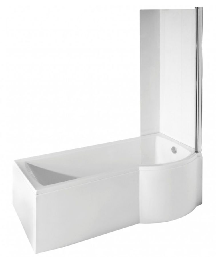 Besco Inspiro Badewanne mit Duschwand 149.5x79.5 cm rechtsseitig weiß #WAI-150-NPR