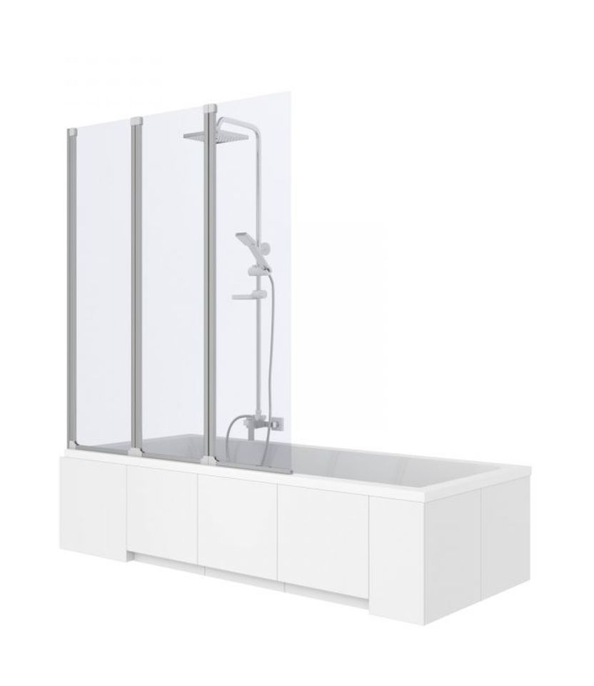 Rea Agat Badewannenabtrennung 120 cm dreiteilig chrom Glanz/durchsichtiges Glas REA-W0301