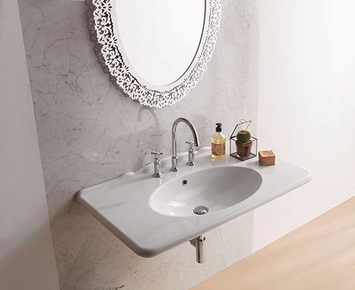 Globo Paestum Waschbecken 100x55 cm rechteckig Klassisch weiß PA023.BI