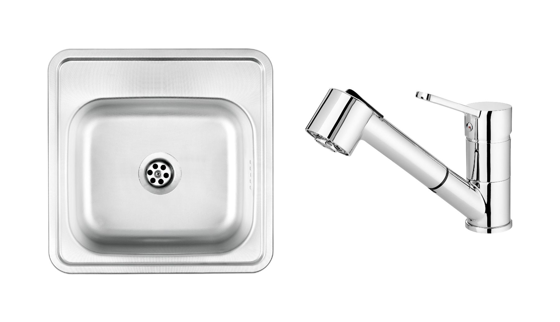 Set Küchenarmatur Deante Narcyz BDN_071M, Stahlspüle Deante Techno ZMU_0100