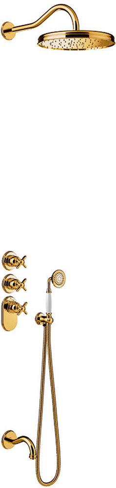 Tres Monoclasic Duschset Unterputz mit Thermostat mit Regenbrause gold 242.353.01.OR