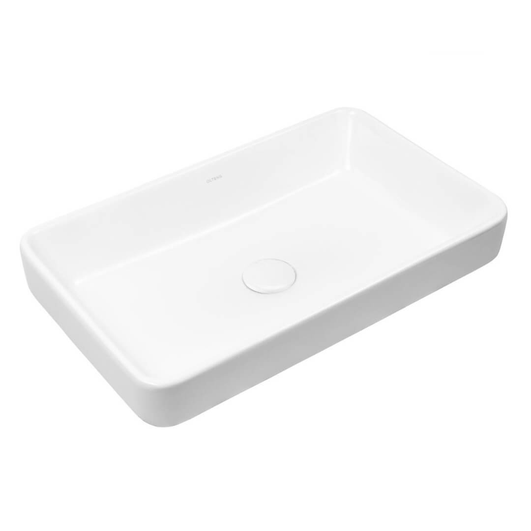Oltens Fossa Waschbecken 55x34 cm rechteckig Aufsatzwaschbecken weiß glanz 40801000