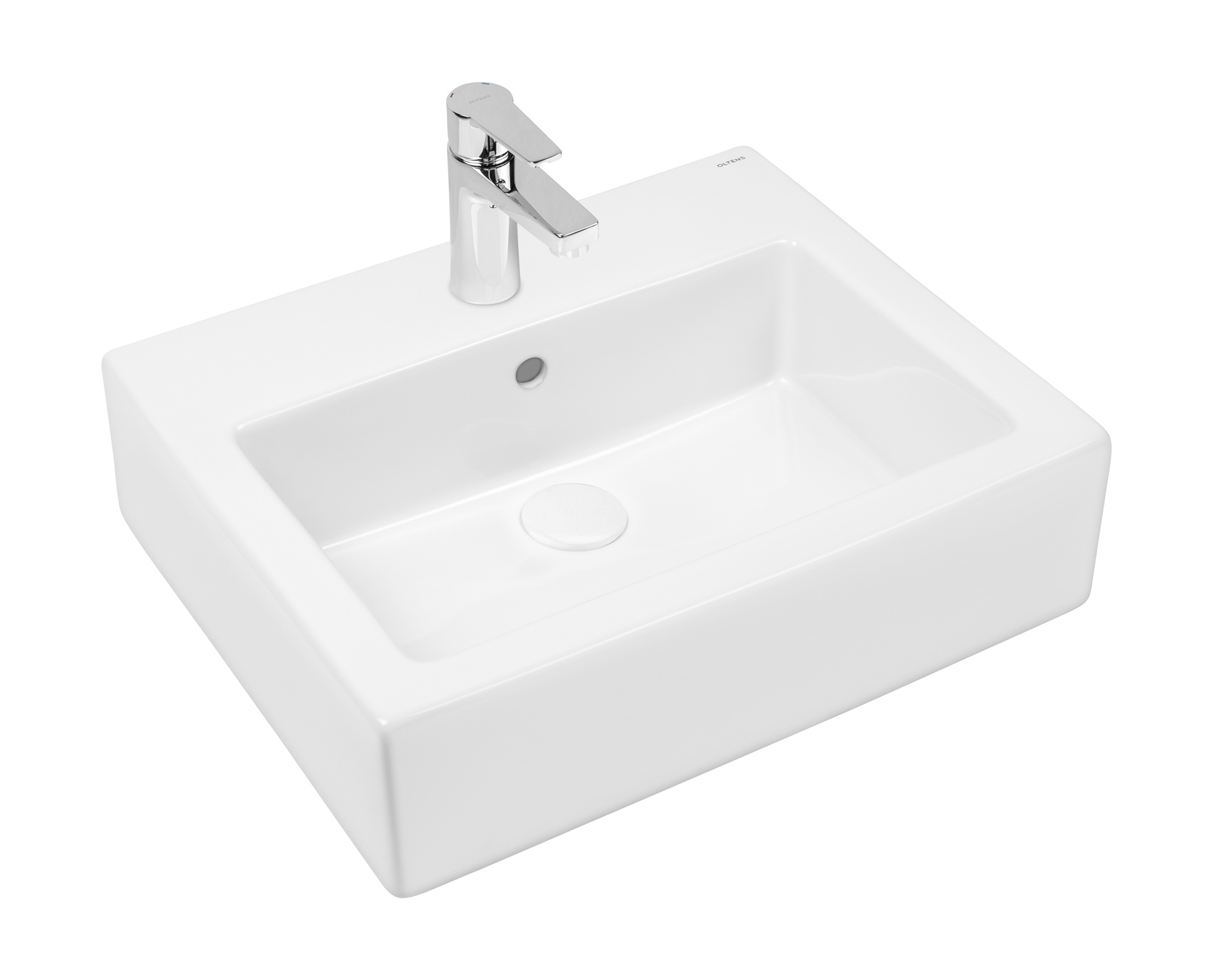 Oltens Susa Waschbecken 50x41 cm rechteckig Klassisch-Aufsatzwaschbecken weiß 41403000