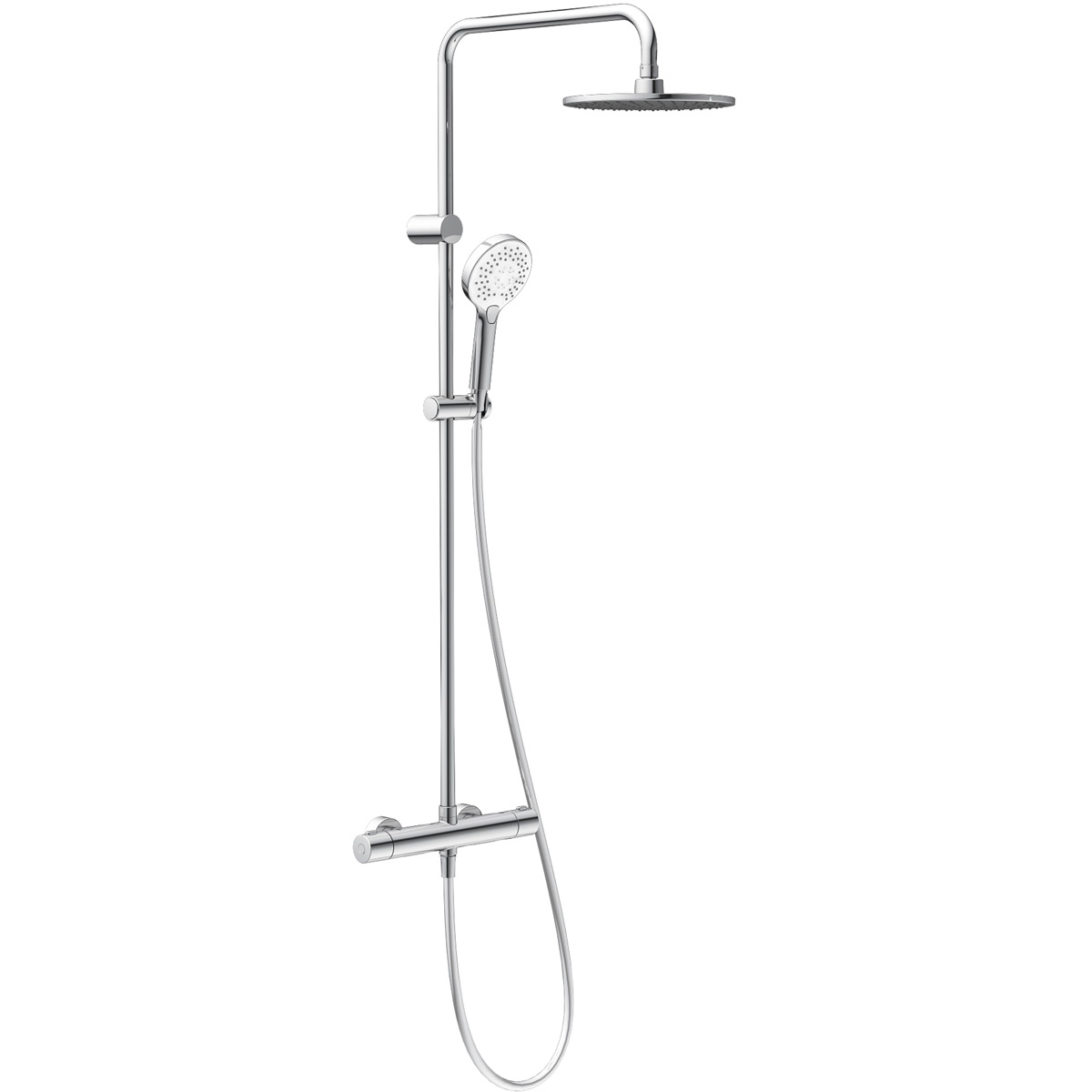 Oltens Atran Duschset Wandmontage mit Thermostat mit Regenbrause chrom 36500100