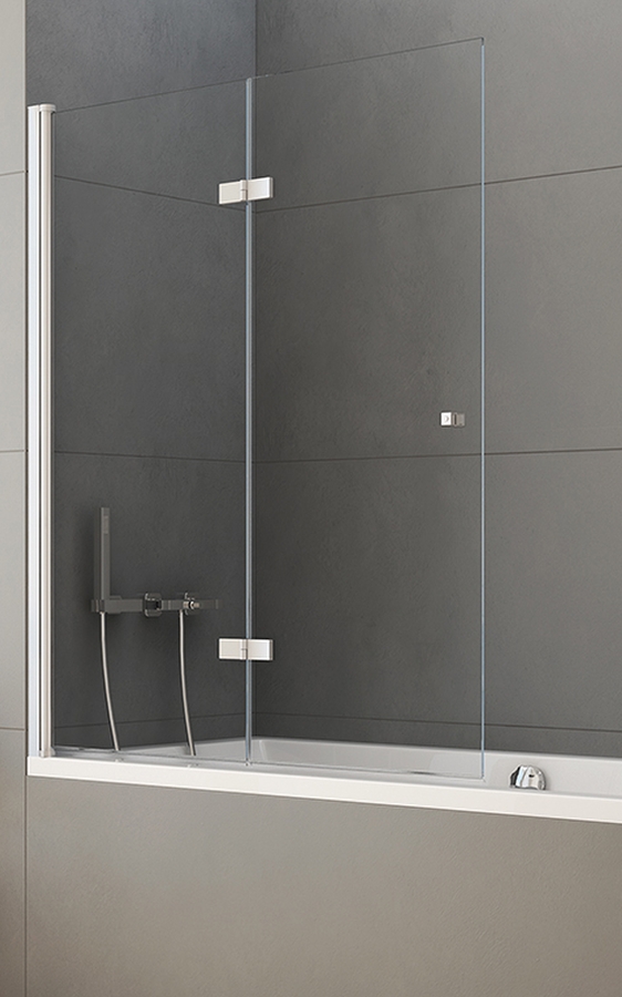 New Trendy New Soleo Badewannenabtrennung 100 cm zweigeteilt chrom Glanz/durchsichtiges Glas P-0028