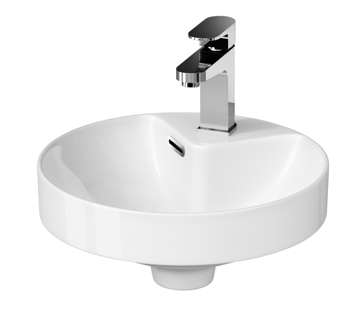 Cersanit Crea Waschbecken 37.5x37.5 cm rund Einbauwaschbecken weiß K114-002