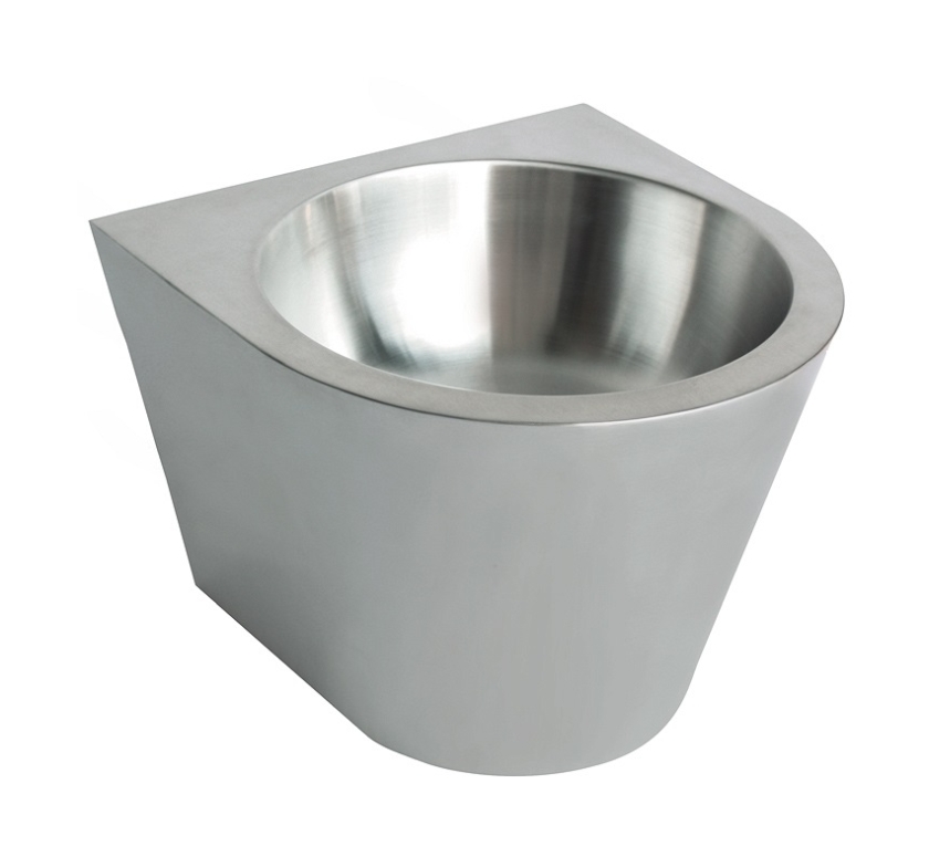 Faneco Waschbecken 36x36 cm halbrund Klassisch vandalismusresistent stahl N13036C.S