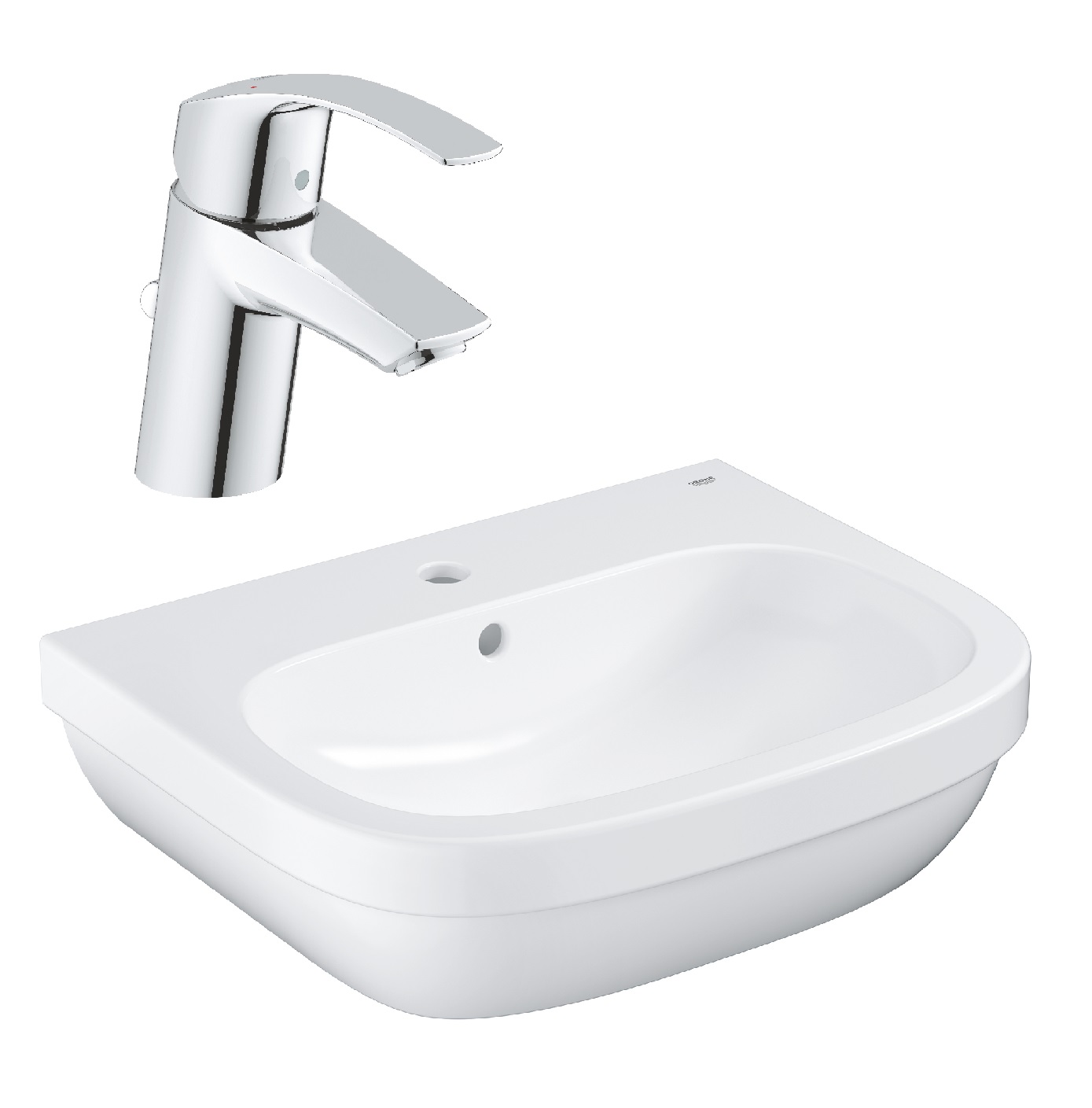 Set Waschbecken Grohe Euro Ceramic 39335000, Waschtischarmatur Grohe Eurosmart 33265002