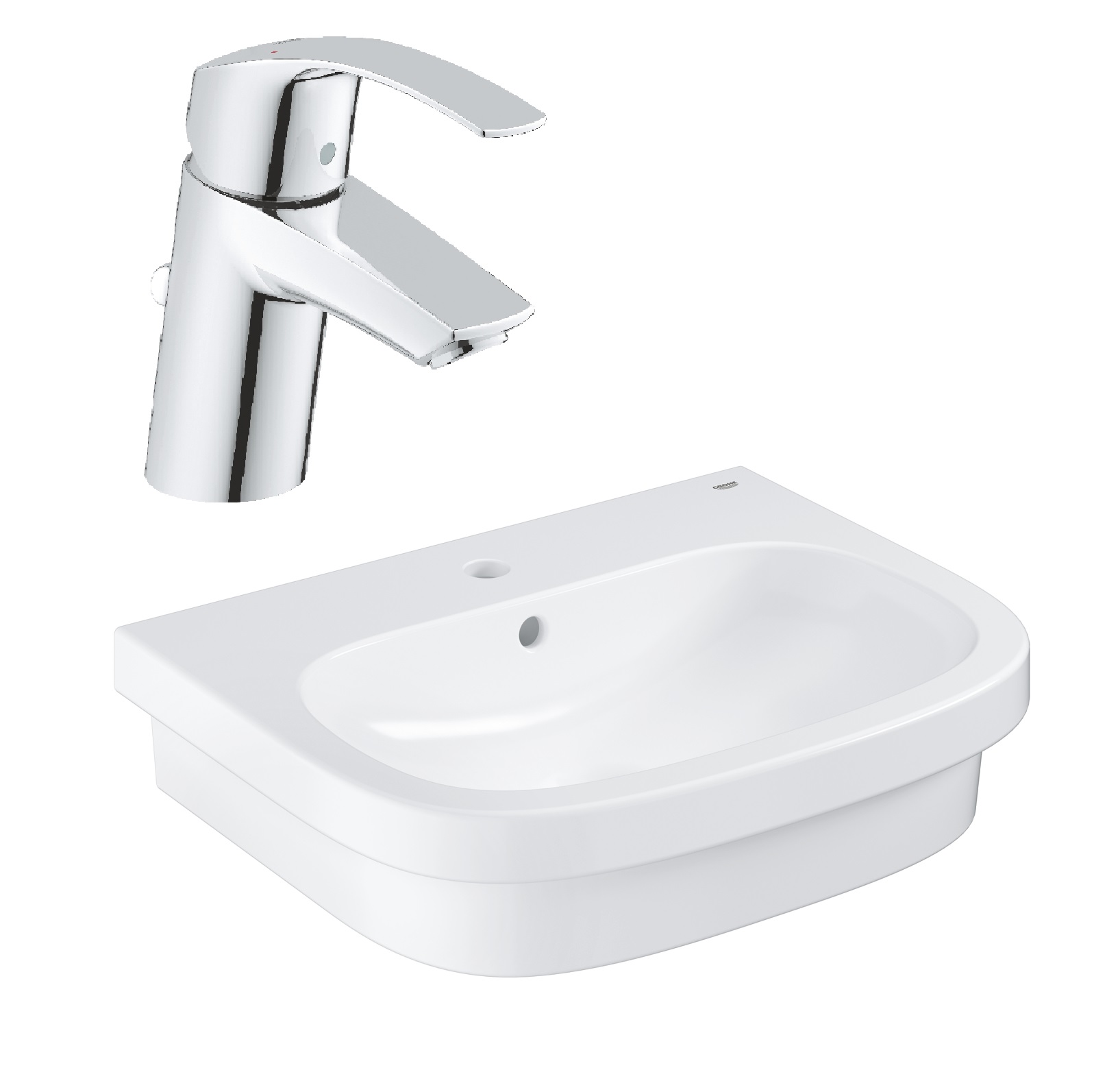 Set Waschbecken Grohe Euro Ceramic 39337000, Waschtischarmatur Grohe Eurosmart 33265002