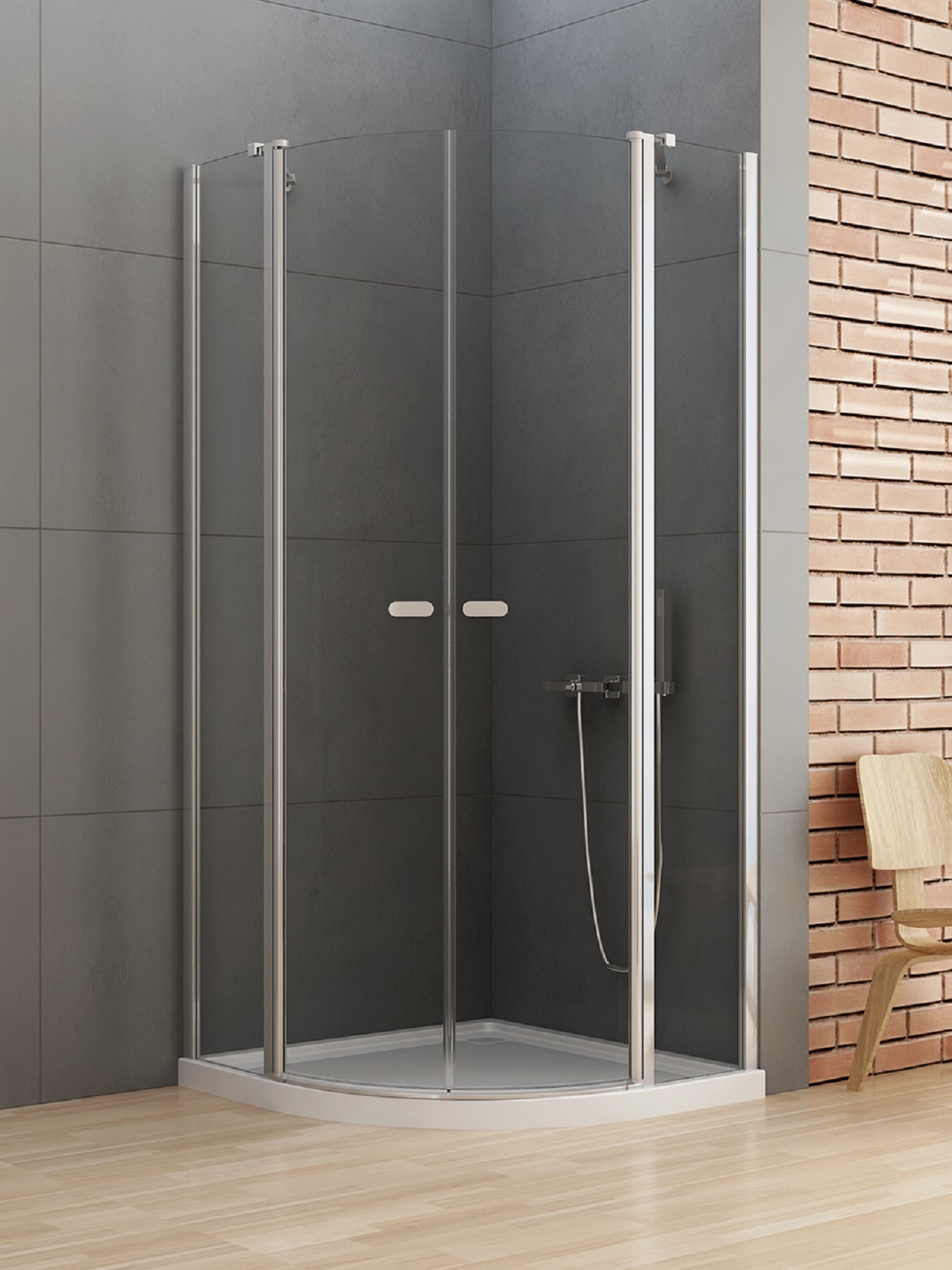 New Trendy New Soleo Dusche 90x90 cm halbrund chrom Glanz/durchsichtiges Glas K-0419