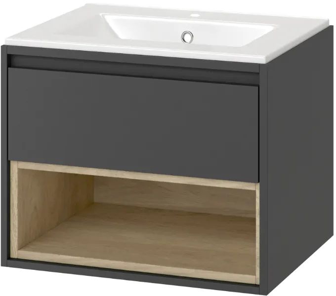 Excellent Tuto Kabinett 60x45.7x50 cm Unterschrank hängend grau-eiche MLEX.0101.600.GRBL