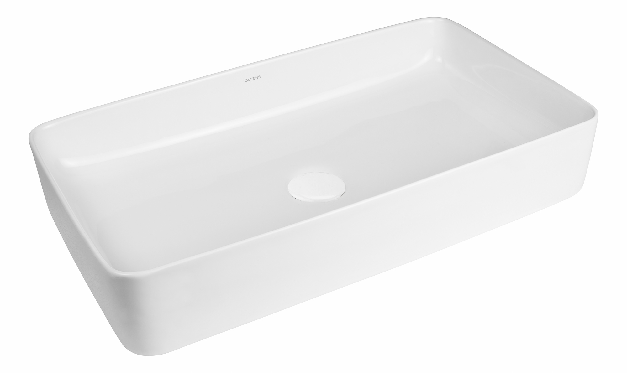 Oltens Solberg Waschbecken 62x41.5 cm rechteckig Aufsatzwaschbecken weiß glanz 40318000