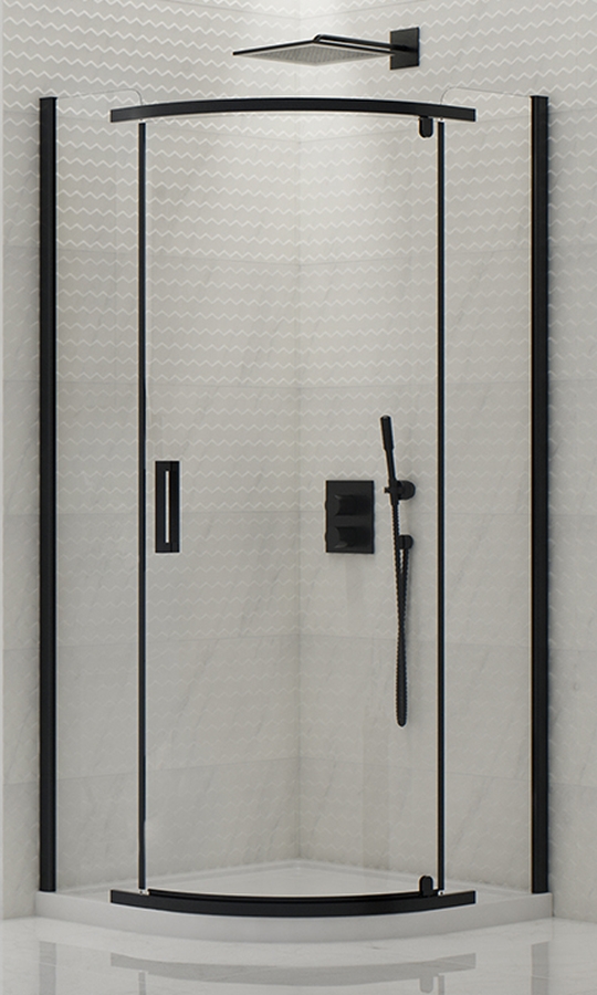 New Trendy New Komfort Black Dusche 80x80 cm halbrund schwarz Matte/durchsichtiges Glas K-0468