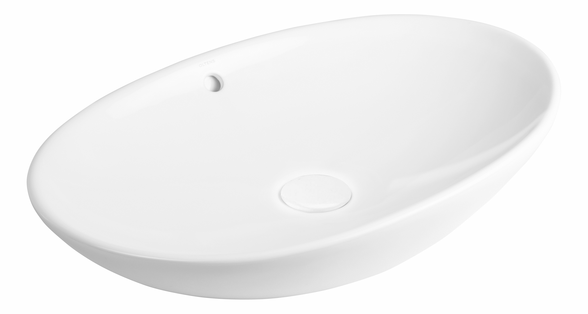 Oltens Sogne Waschbecken 63x42 cm oval Aufsatzwaschbecken weiß 40810000