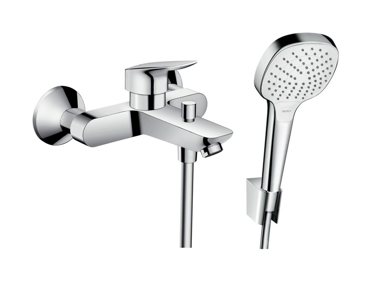 Set Badewannen- und Duscharmatur Hansgrohe Logis 71400000, Duschset Hansgrohe Croma 26425400
