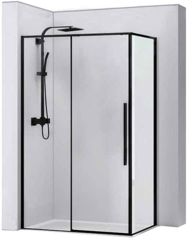 Rea Solar Black Dusche 100x80 cm rechteckig schwarz seidenmatt/durchsichtiges Glas REA-K6310