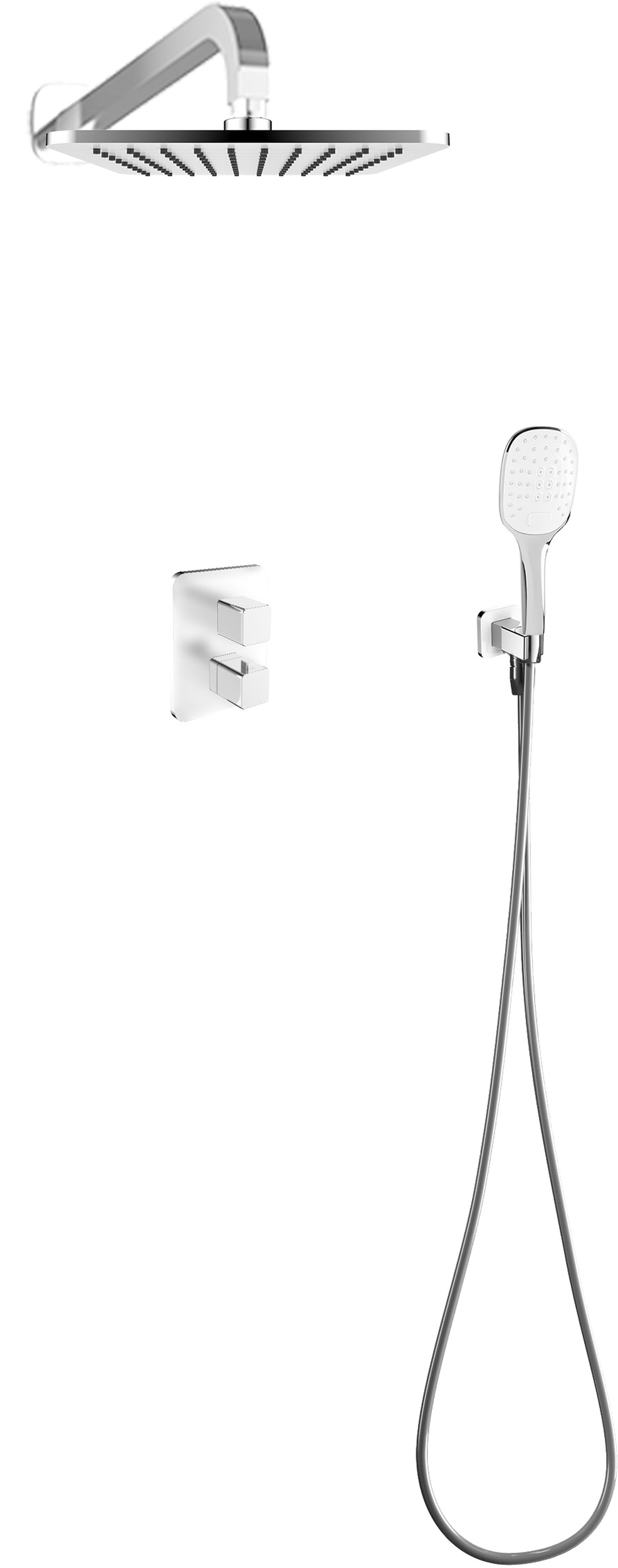 Omnires Sys Duschset Unterputz mit Thermostat mit Regenbrause chrom-weiß SYSPM17ACRB