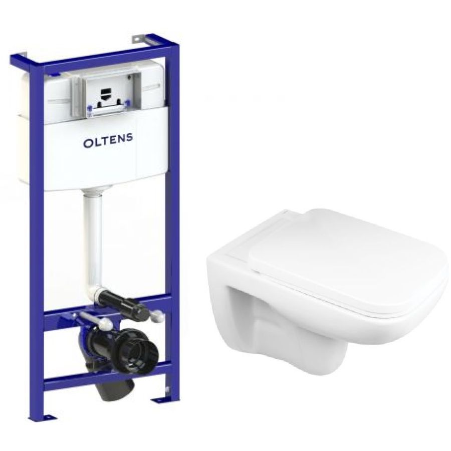 Set Unterputzrahmen Oltens Triberg 50001000, WC-Becken mit Absenkautomatik-Sitz Oltens Ribe 42010000