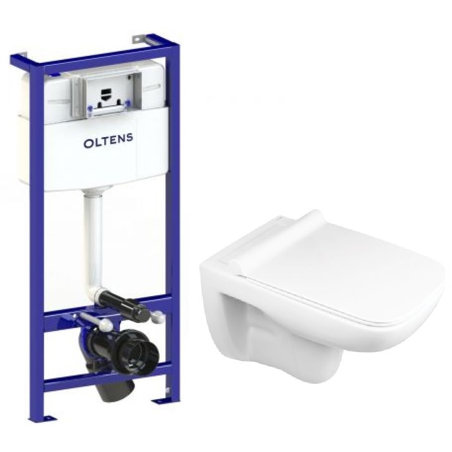 Set Unterputzrahmen Oltens Triberg 50001000, WC-Becken mit Absenkautomatik-Sitz Oltens Ribe 42011000