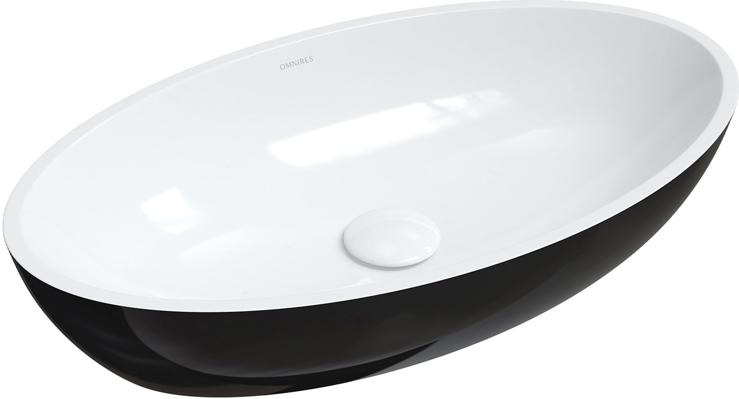 Omnires Siena M+ Waschbecken 60x35 cm oval Aufsatzwaschbecken weiß-schwarz SIENALUNBCP