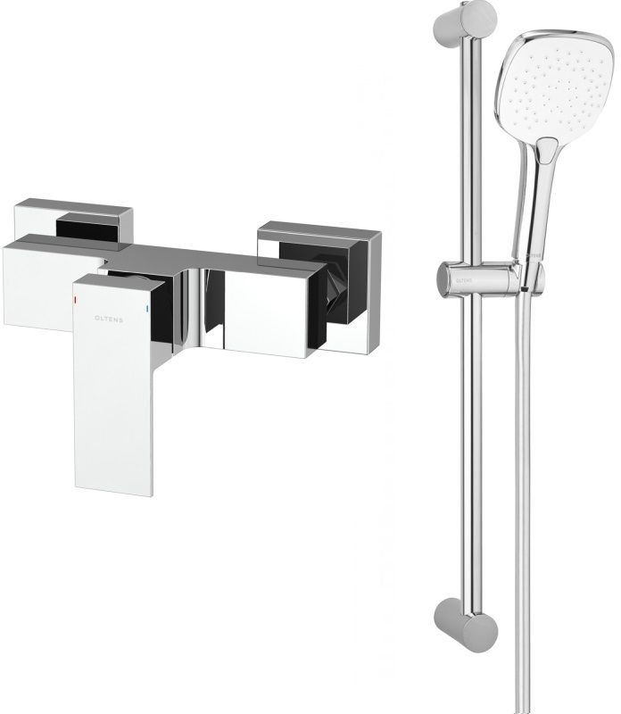 Set Duschbatterie Oltens Gota 33001100, Duschstange Oltens Alling 37300100, 37102110, 37201100