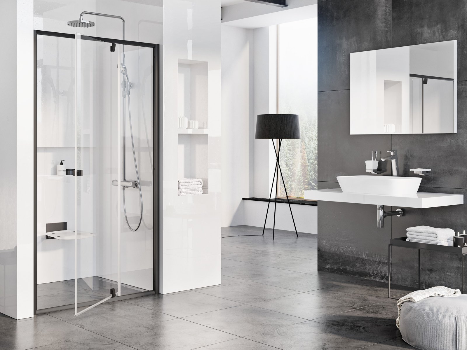 Ravak Pivot Duschtüren 120 cm aufklappbar schwarz Matte/durchsichtiges Glas 03GG0300Z1