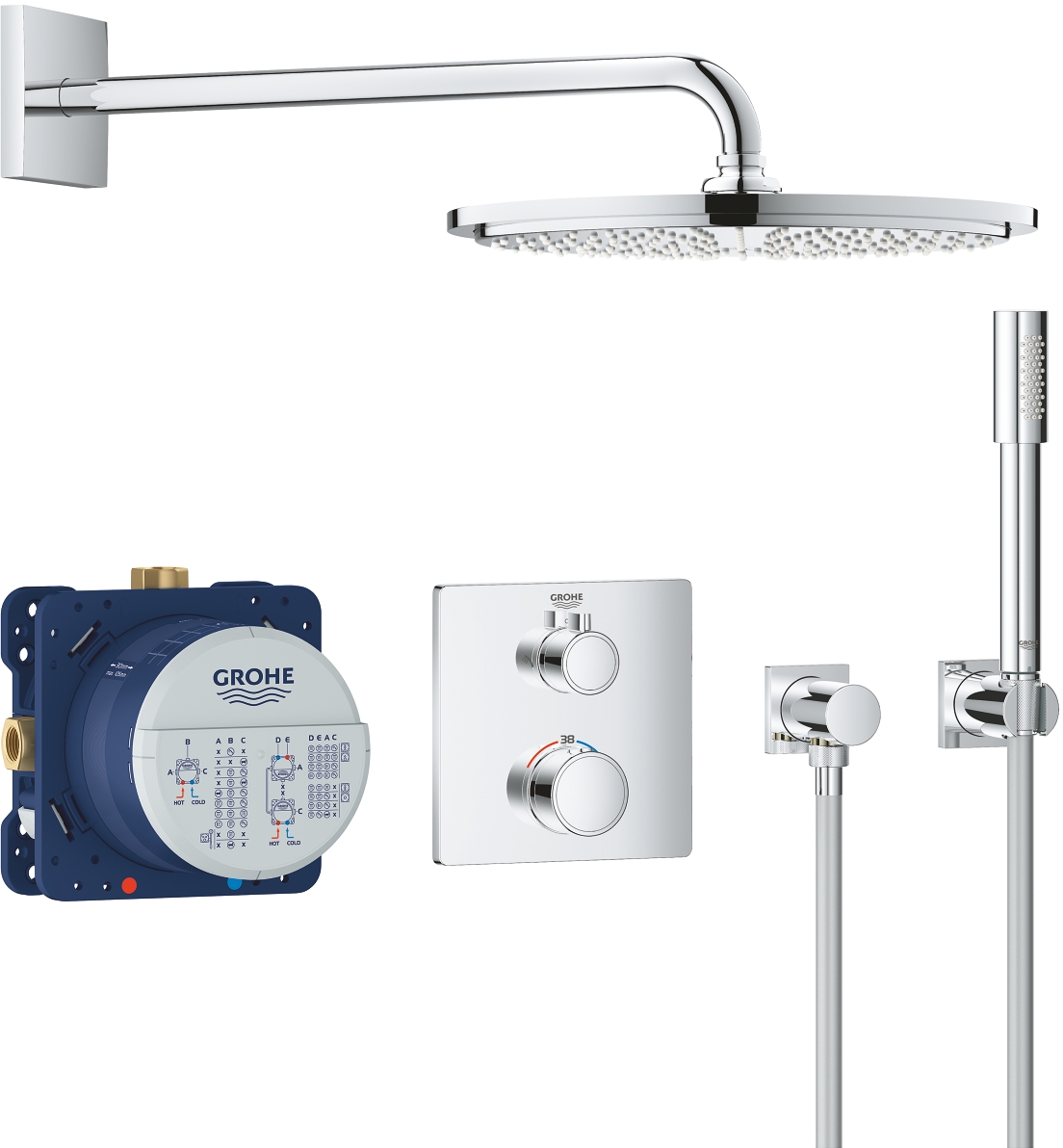Grohe Grohtherm Duschset Unterputz mit Thermostat StarLight Chrom 34730000
