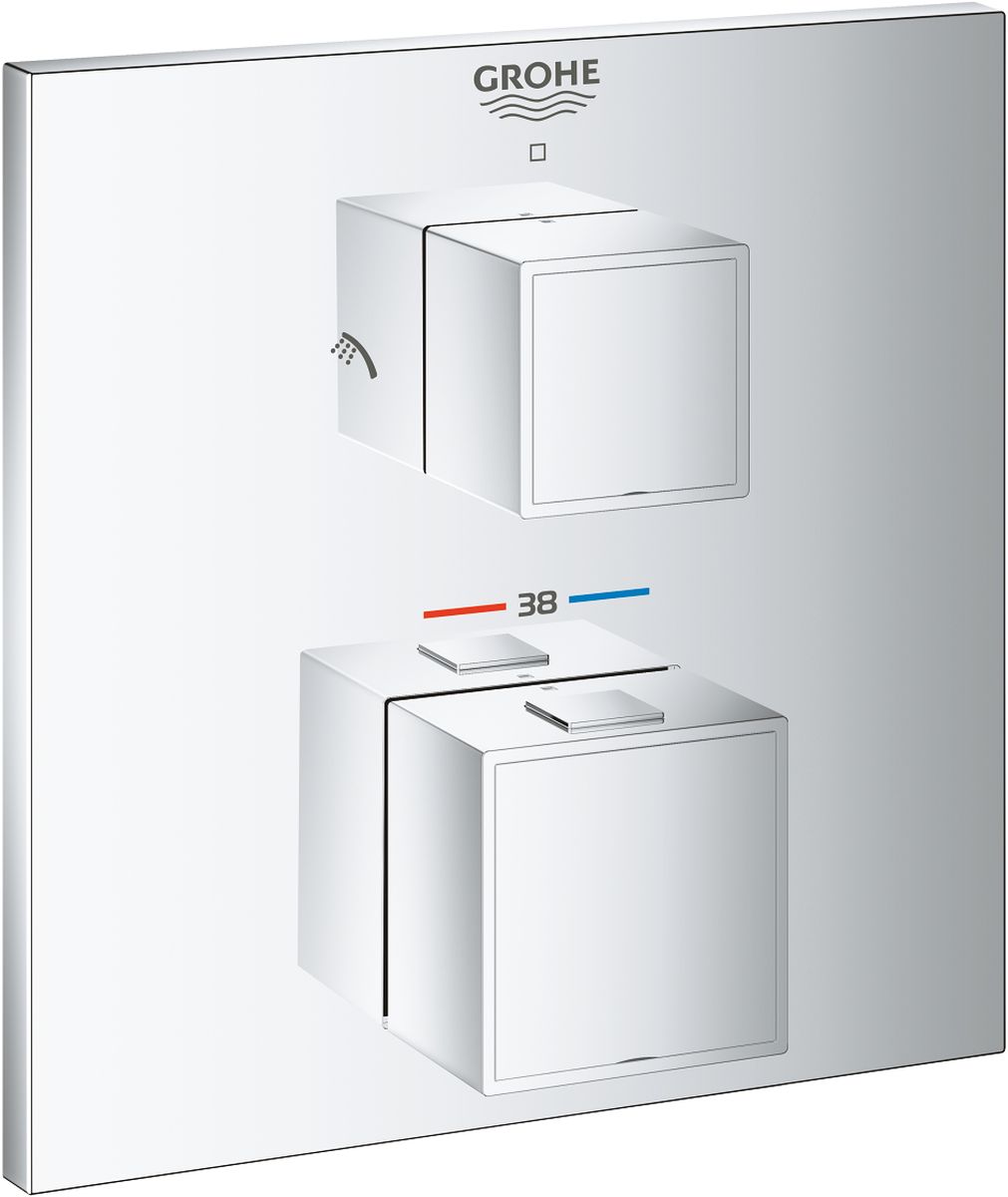 Grohe Grohtherm Cube Badewannen- und Duscharmatur Unterputz mit Thermostat StarLight Chrome 24154000