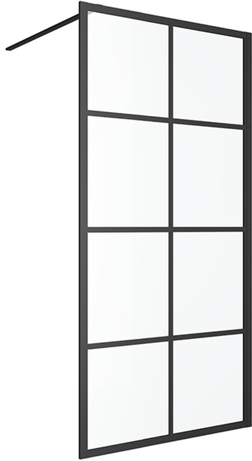 Excellent Fabrika Duschwand 120 cm schwarz Matte/Glas mit Muster KAEX.4006.1200.LP