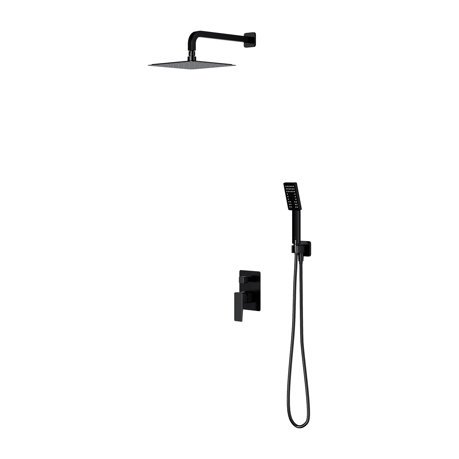 Omnires Parma Duschset Unterputz mit Regenbrause schwarz SYSPM10BL