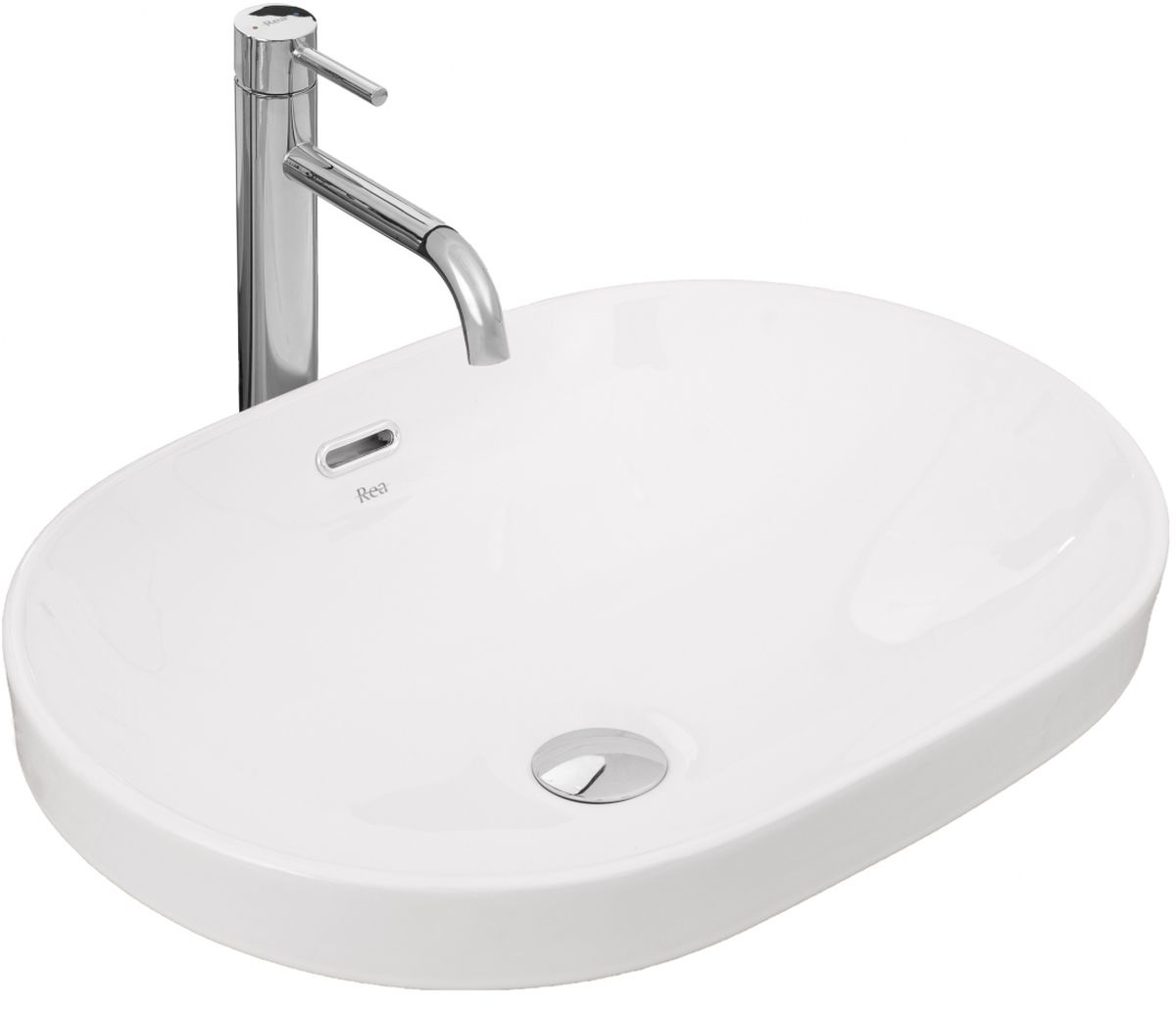 Rea Arleta Waschbecken 59x40.5 cm oval Aufsatzwaschbecken weiß REA-U8700