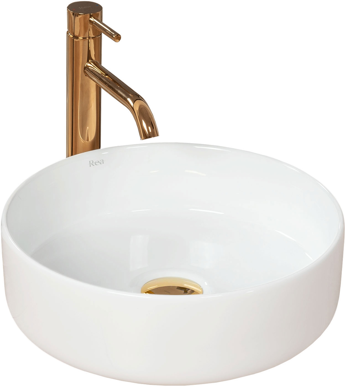 Rea Sami Waschbecken 36x36 cm rund Aufsatzwaschbecken weiß REA-U1891