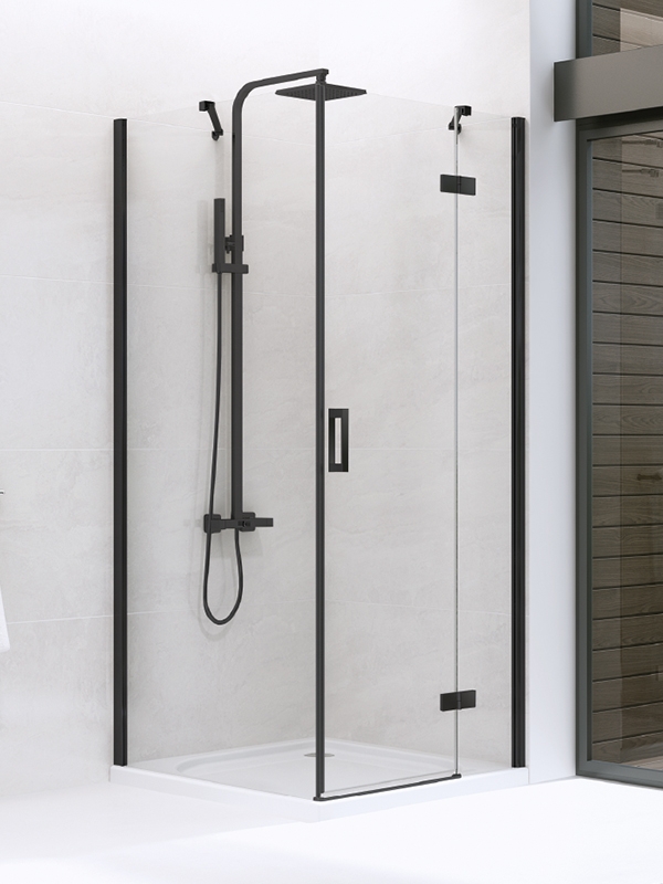 New Trendy New Renoma Black Dusche 90x80 cm rechteckig schwarz Matte/durchsichtiges Glas D-0202A/D-0111B