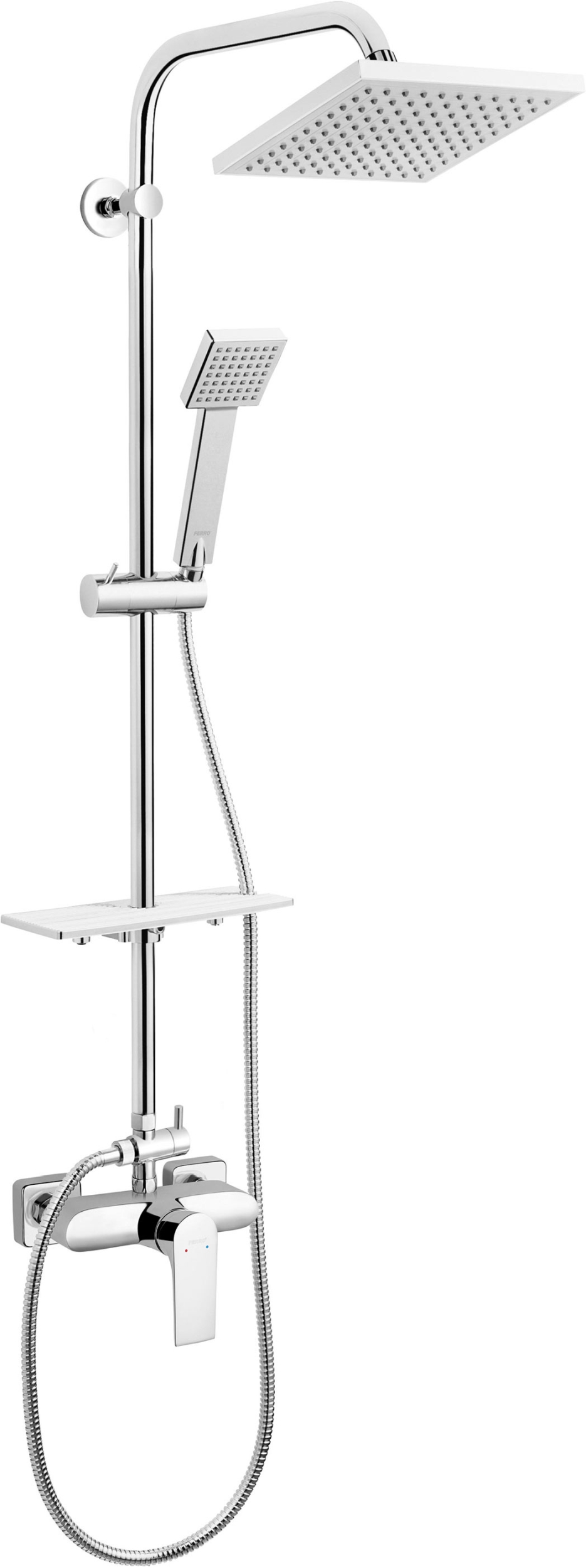 Ferro Algeo Square Duschset Wandmontage mit Regenbrause chrom NP74-BAQ7U