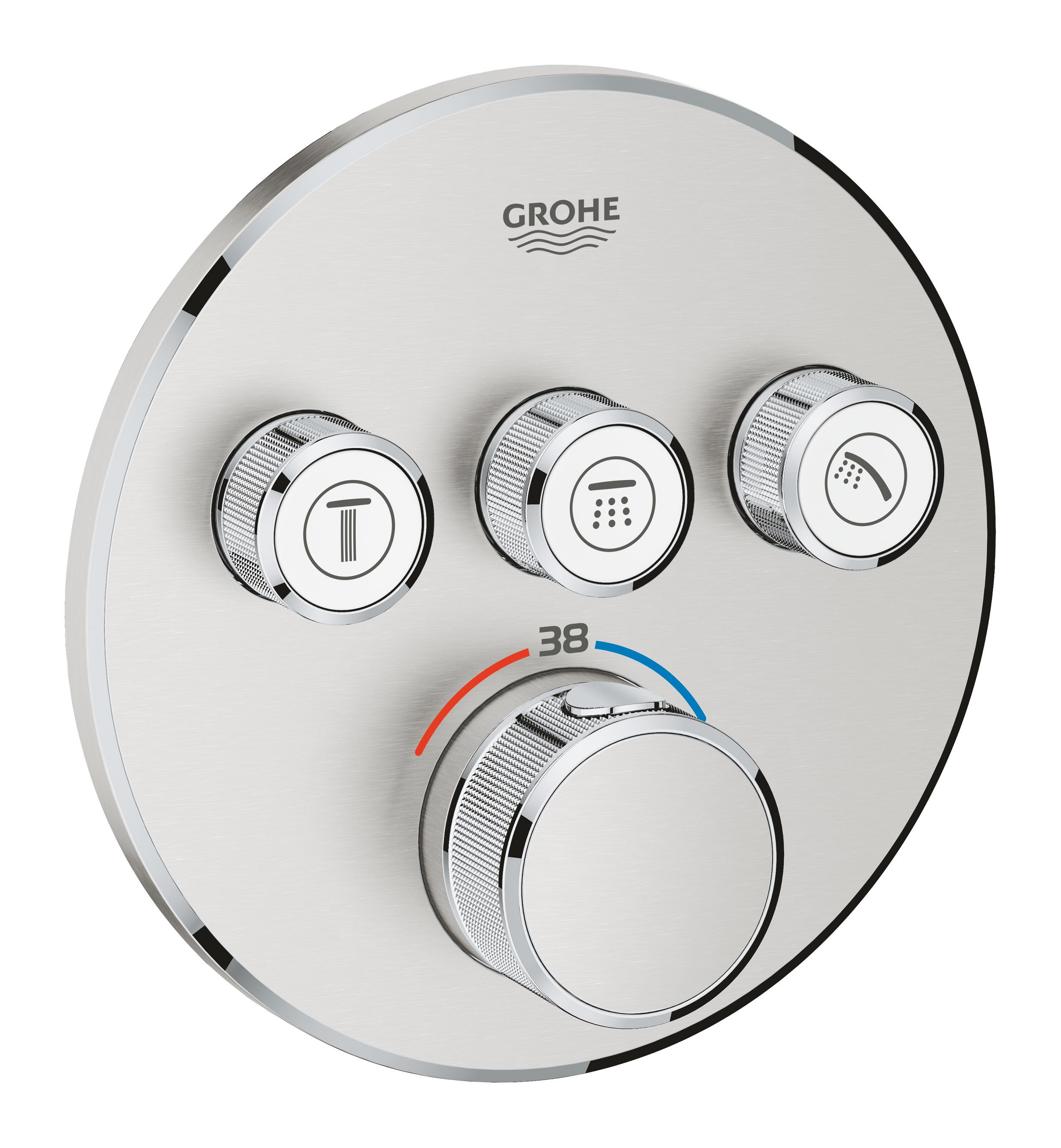 Grohe Grohtherm SmartControl Badewannen- und Duscharmatur Unterputz mit Thermostat SuperSteel 29121DC0