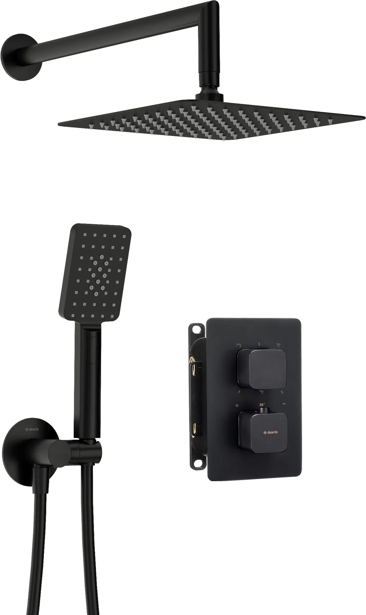 Deante Box Duschset Unterputz mit Thermostat mit Kopfbrause schwarz BXYZNECT