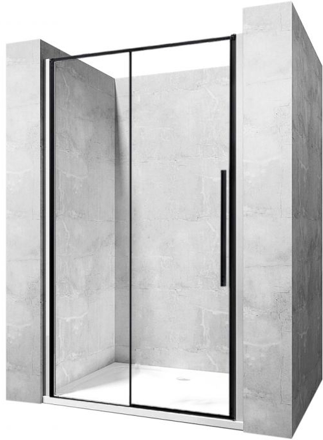 Rea Solar Black Duschtüren 100 cm Schiebe- schwarz seidenmatt/durchsichtiges Glas REA-K6512