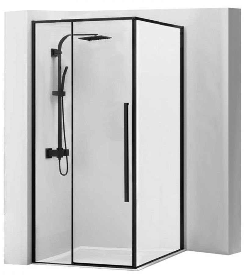 Rea Solar Black Dusche 90x90 cm quadratisch schwarz seidenmatt/durchsichtiges Glas REA-K6412