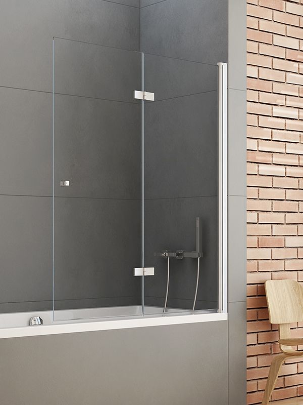 New Trendy New Soleo Badewannenabtrennung 120 cm zweigeteilt chrom Glanz/durchsichtiges Glas P-0031