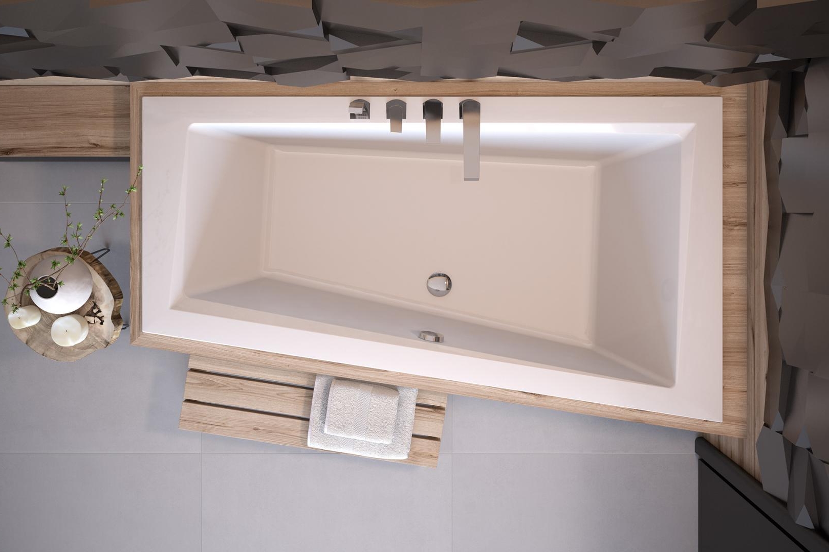 Besco Intima Eckbadewanne 160x90 cm rechtsseitig weiß #WAIT-160-SP