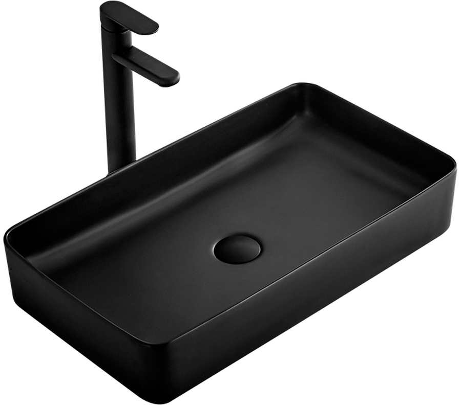 Rea Denis Waschbecken 61.5x35 cm rechteckig Aufsatzwaschbecken schwarz REA-U3690