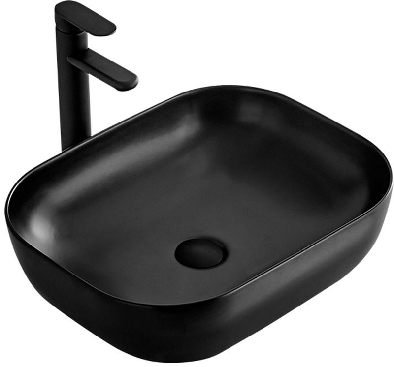 Rea Belinda Slim Waschbecken 46x33 cm rechteckig Aufsatzwaschbecken schwarz REA-U8470