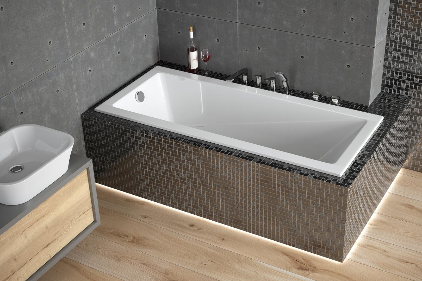 Besco Modern Schlanke rechteckige Badewanne 137.5x69 cm weiß #WAM-140-SL