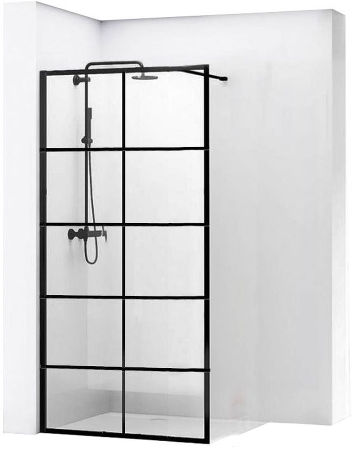 Rea Bler Duschwand 80 cm schwarz seidenmatt/durchsichtiges Glas REA-K7952