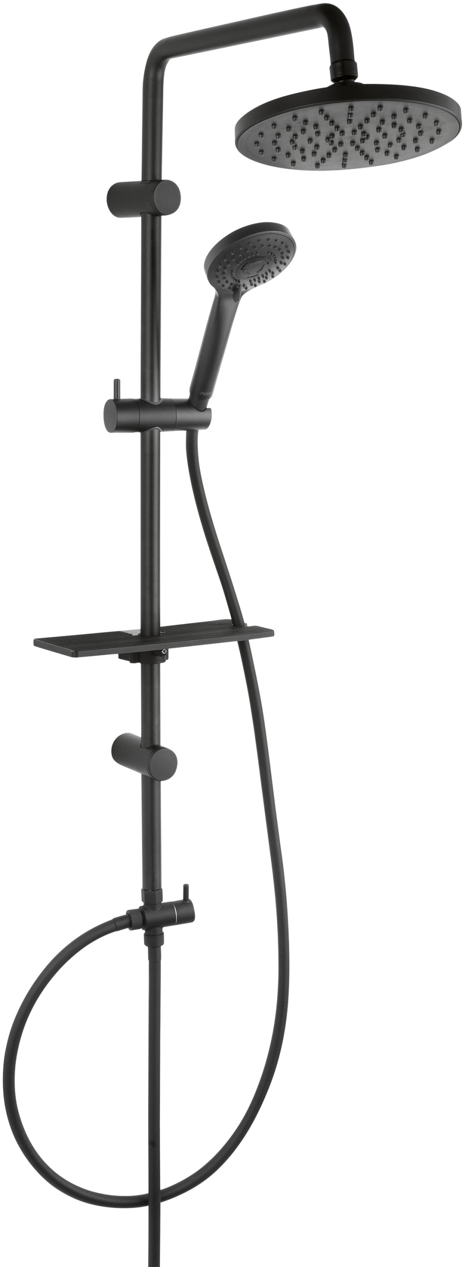 Ferro Rondo Lux Duschset Wandmontage mit Regenbrause schwarz NP23-BL