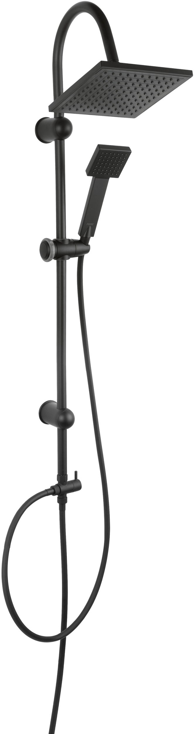 Ferro Squerto Duschset Wandmontage mit Regenbrause schwarz NP22-BL