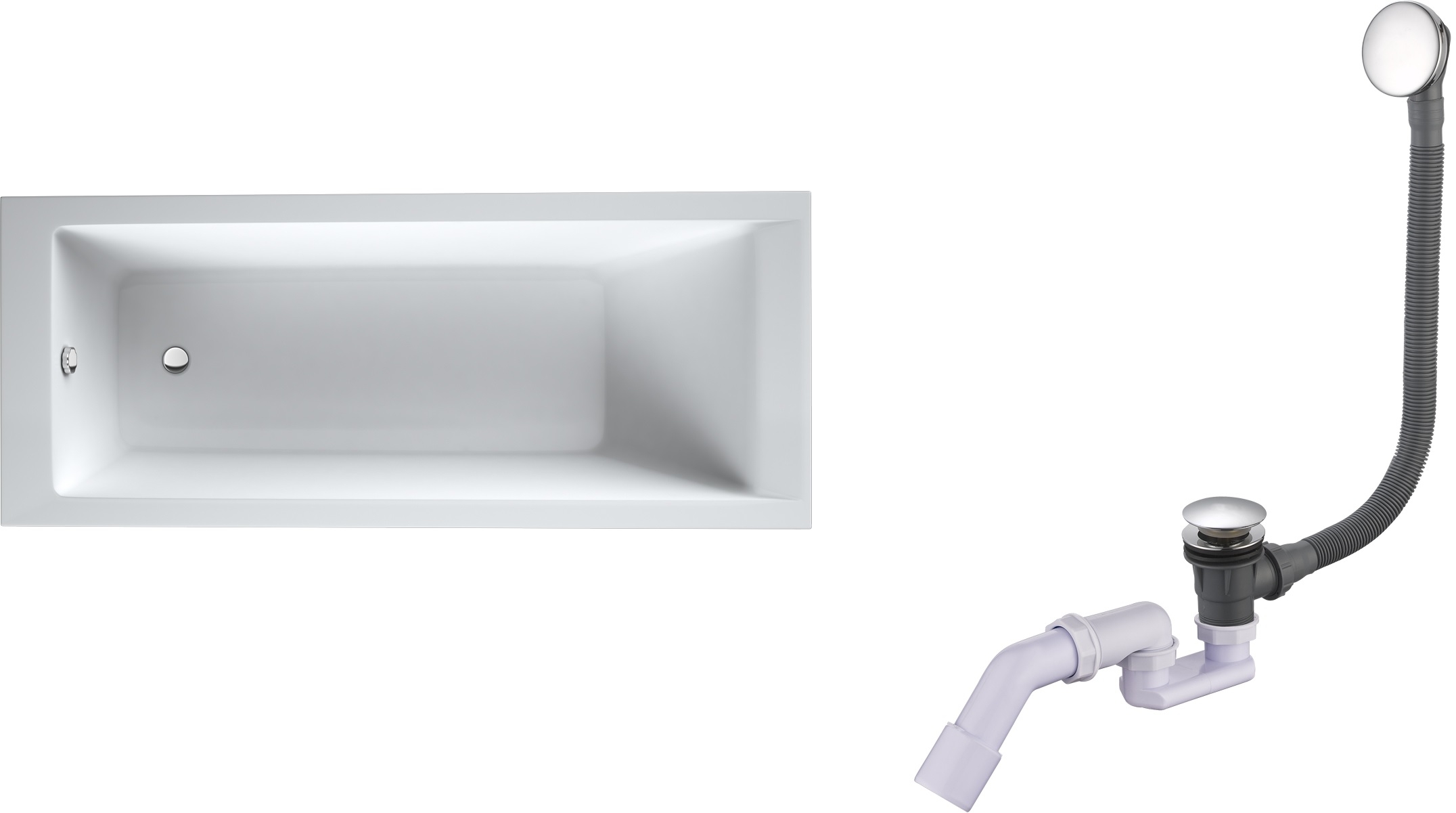 Set Rechteckige Badewanne Oltens Langfoss 10003000, Badewannensiphon Oltens Fusa 03002100